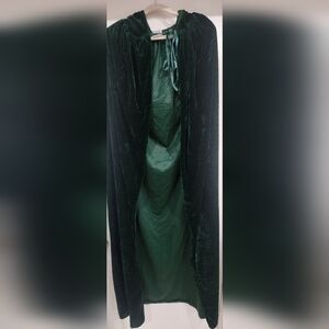 Green, velvet cape, perfect for a costume.